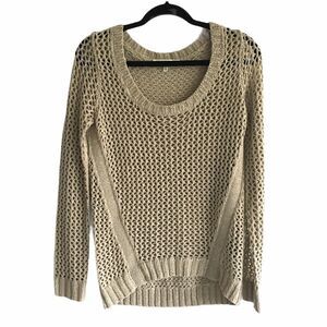 ROBERT RODRIGUEZ Scoop Neck Knit Sweater Tan Gold Shimmer M